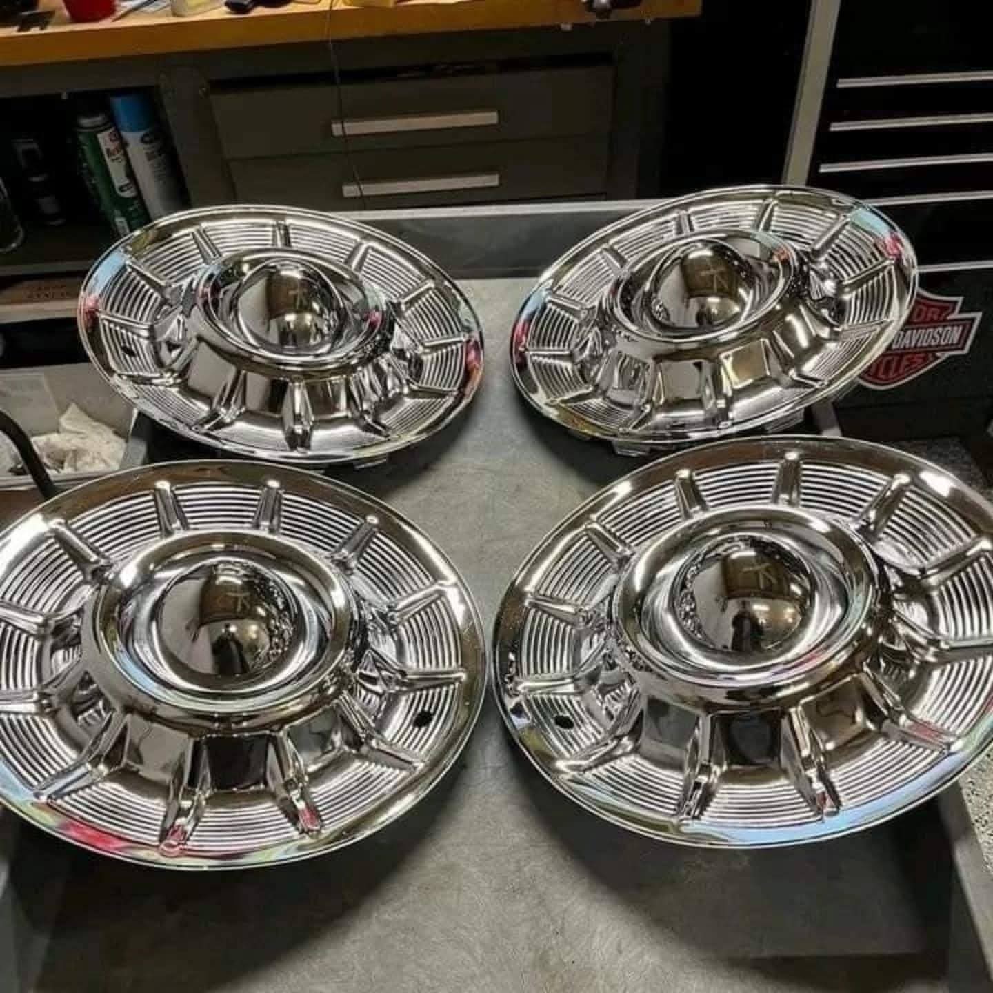 1957 Cadillac hubcaps all chrome - Image 2